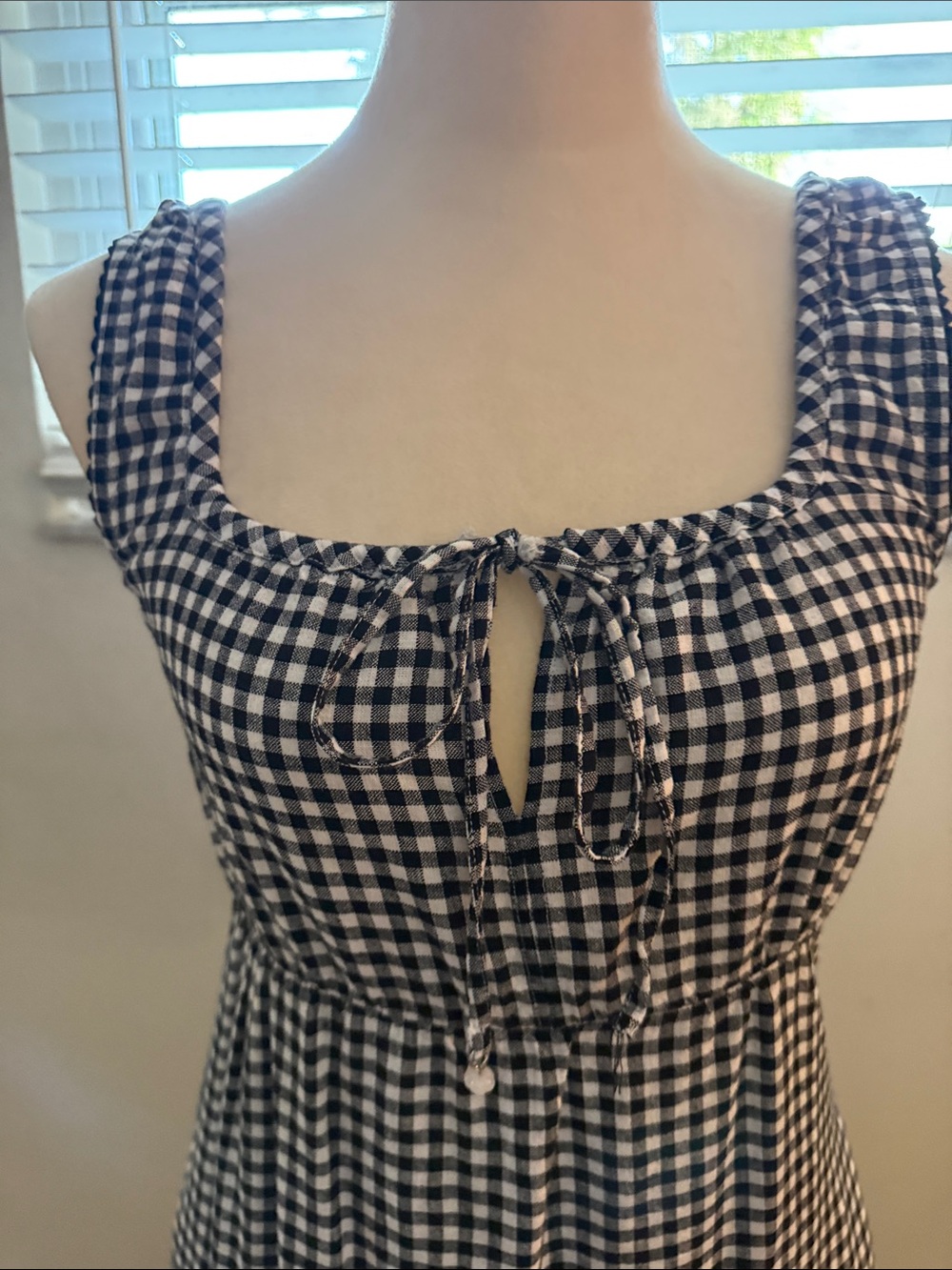Cynthia Rowley Gingham Tie-Front Maxi Dress in Black & White - Picture 2 of 5